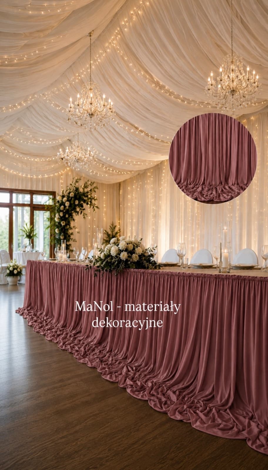 Skirting 150x300 ciemny róż - bez prasowania — skirting na wesele, Ity, ciemny róż — miniatura MaNol