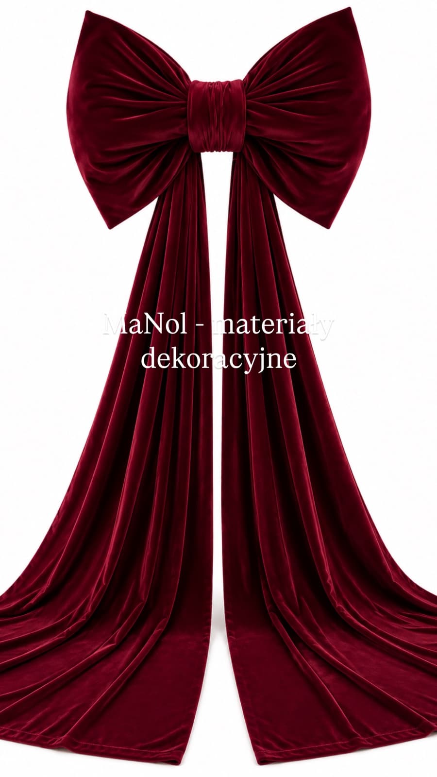 Kokarda Welur - bordo 65x45, zwis 200 cm na stronę — kokarda na wesele, Welur, Bordowy — miniatura MaNol
