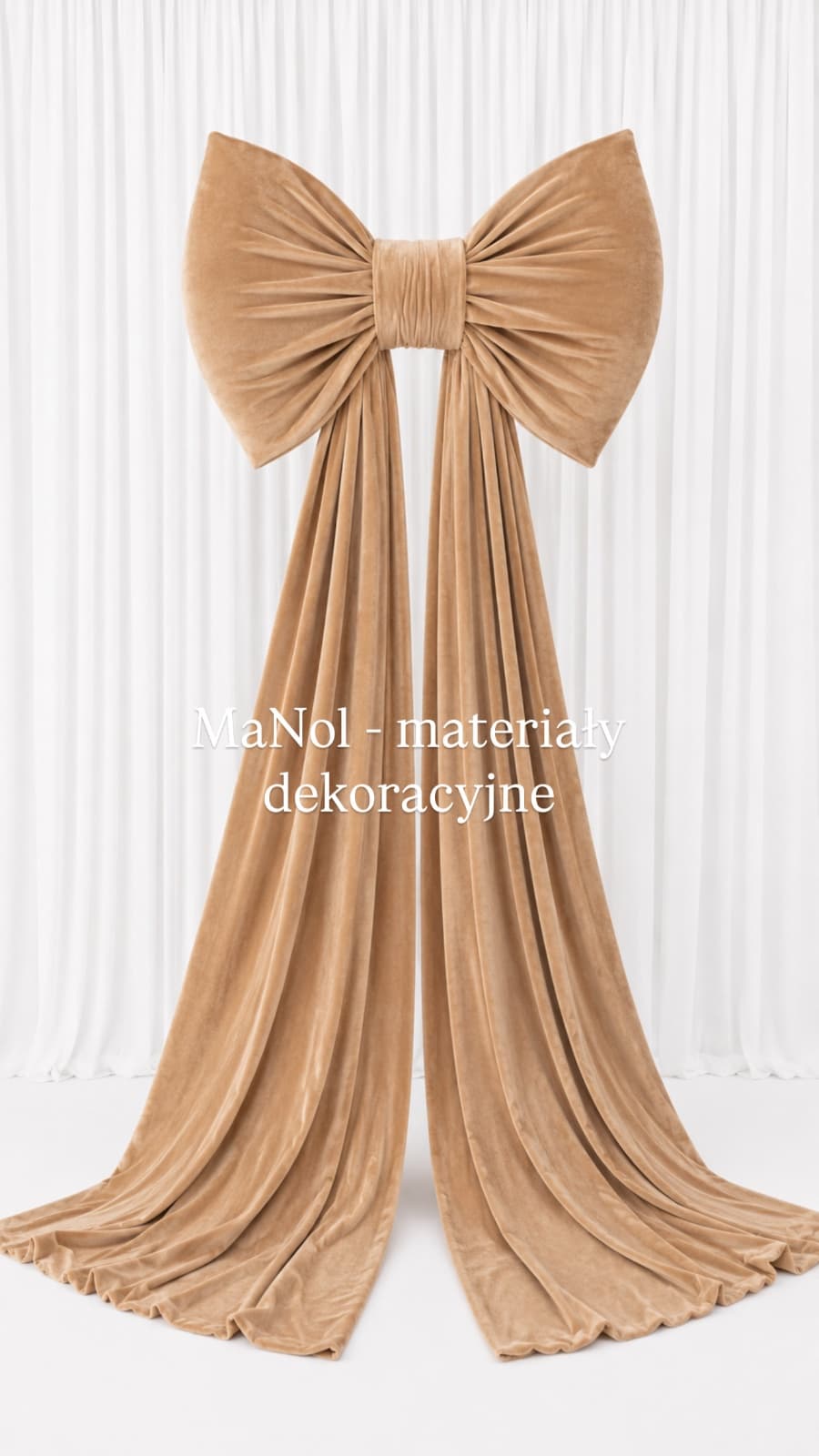 Kokarda Velvet - ciepły beż 65x45 — kokarda na wesele, Velvet, Ciepły beż — miniatura MaNol