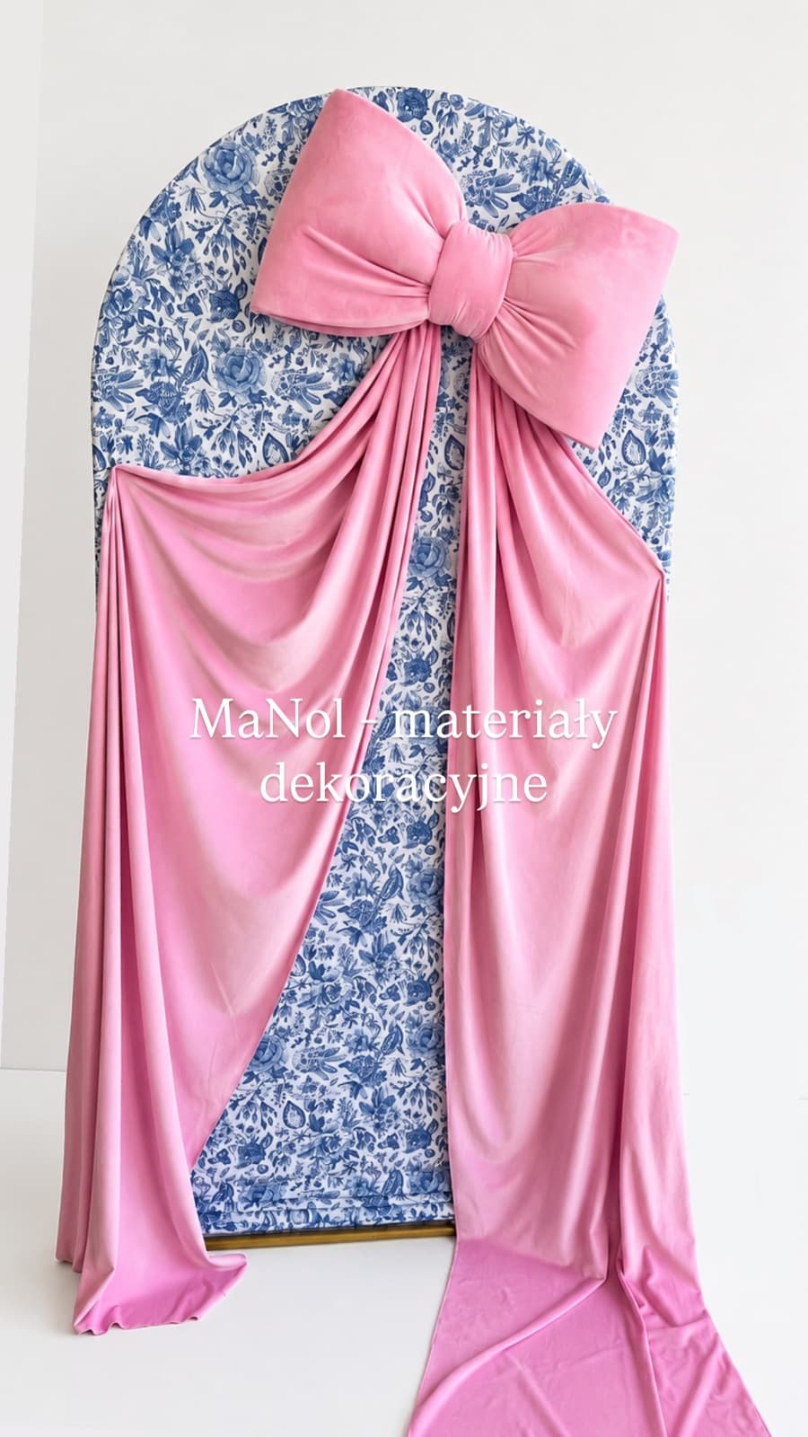Kokarda Velvet - róż 60x30, zwis 200 cm na stronę — kokarda na wesele, Velvet, Róż — miniatura MaNol