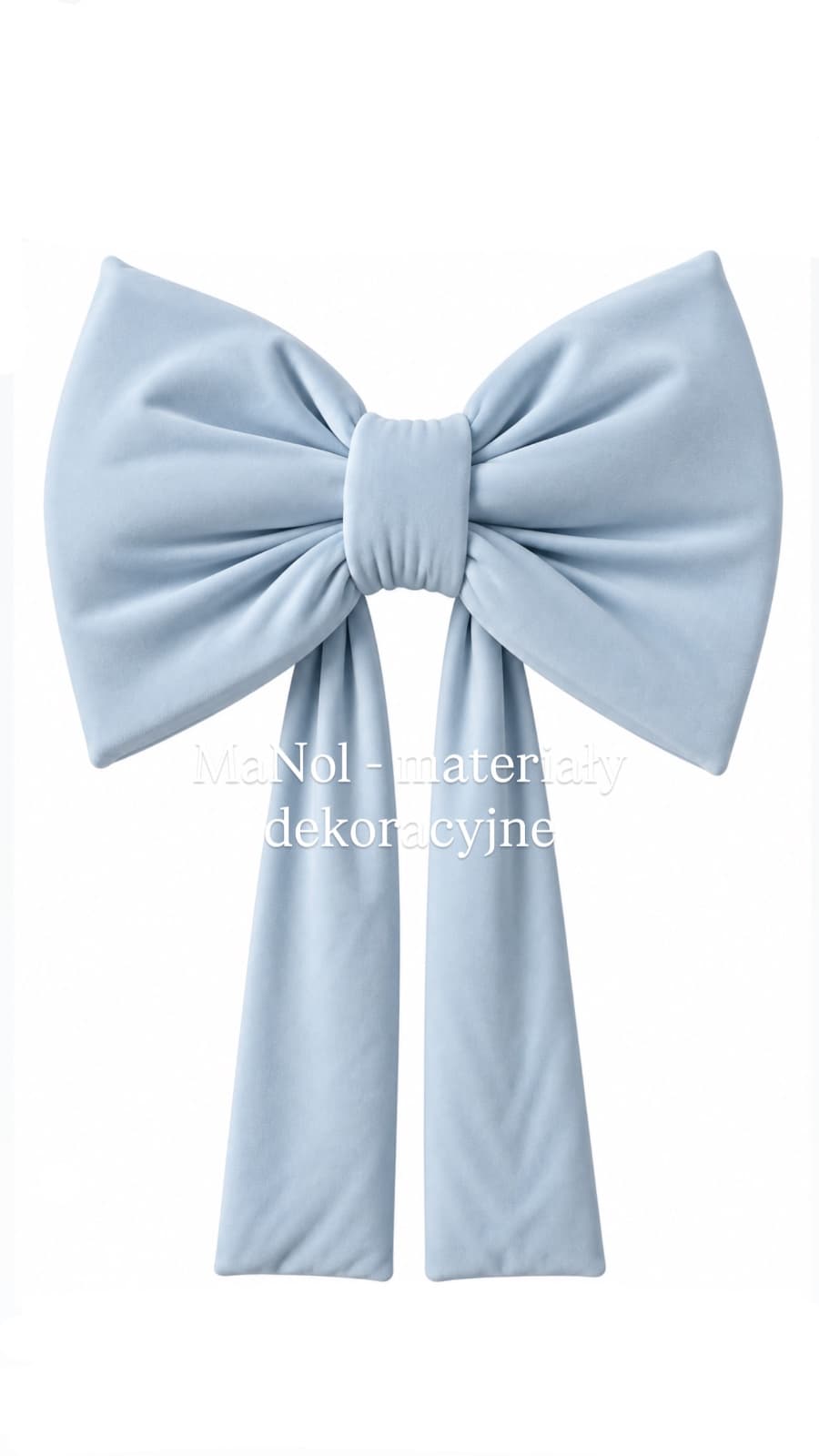 Kokarda welur - baby blue 55x35, zwis 50 cm na stronę — kokarda na wesele, Velvet, Baby blue — miniatura MaNol