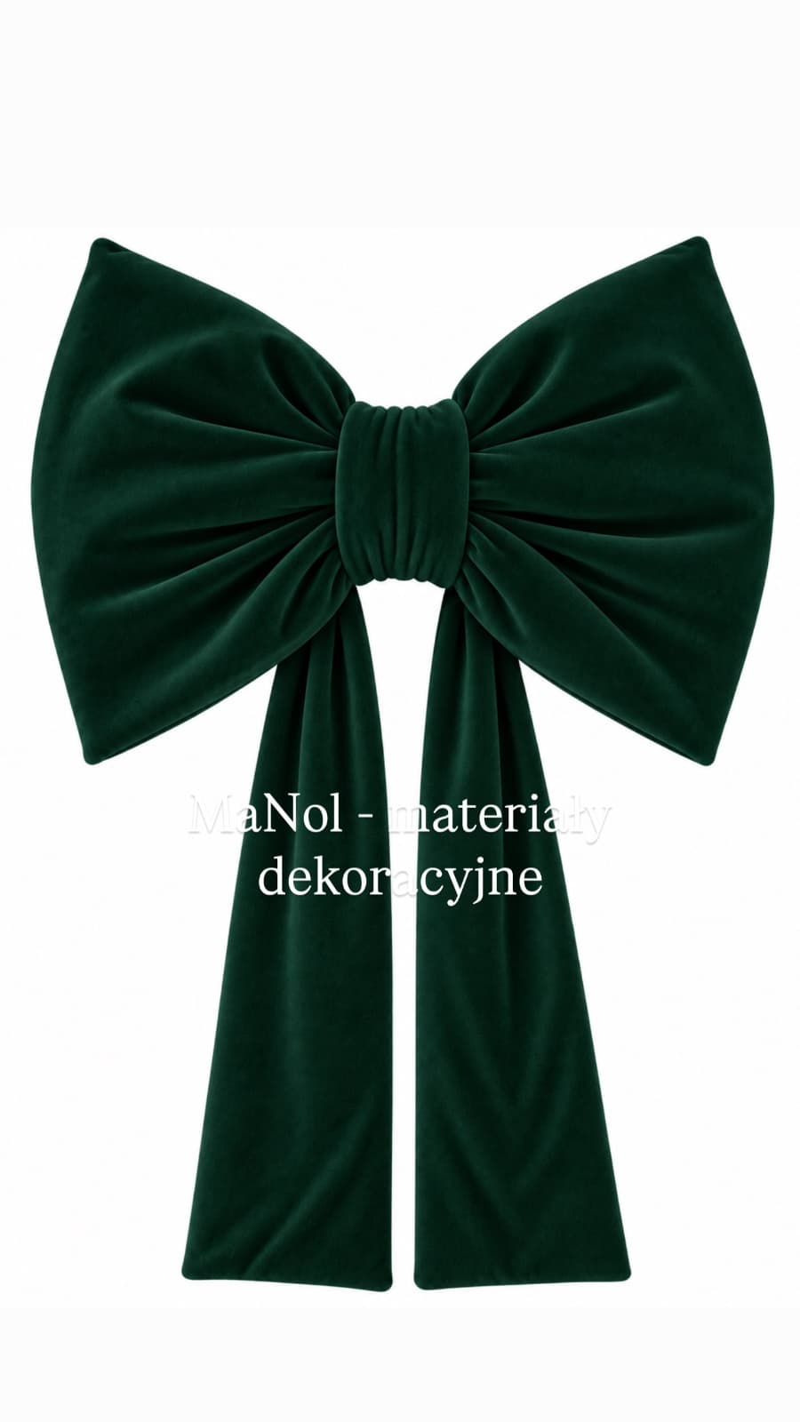 Kokarda welur - butelkowa zieleń 55x35, zwis 50 cm na stronę — kokarda na wesele, Velvet, Butelkowa zieleń — miniatura MaNol