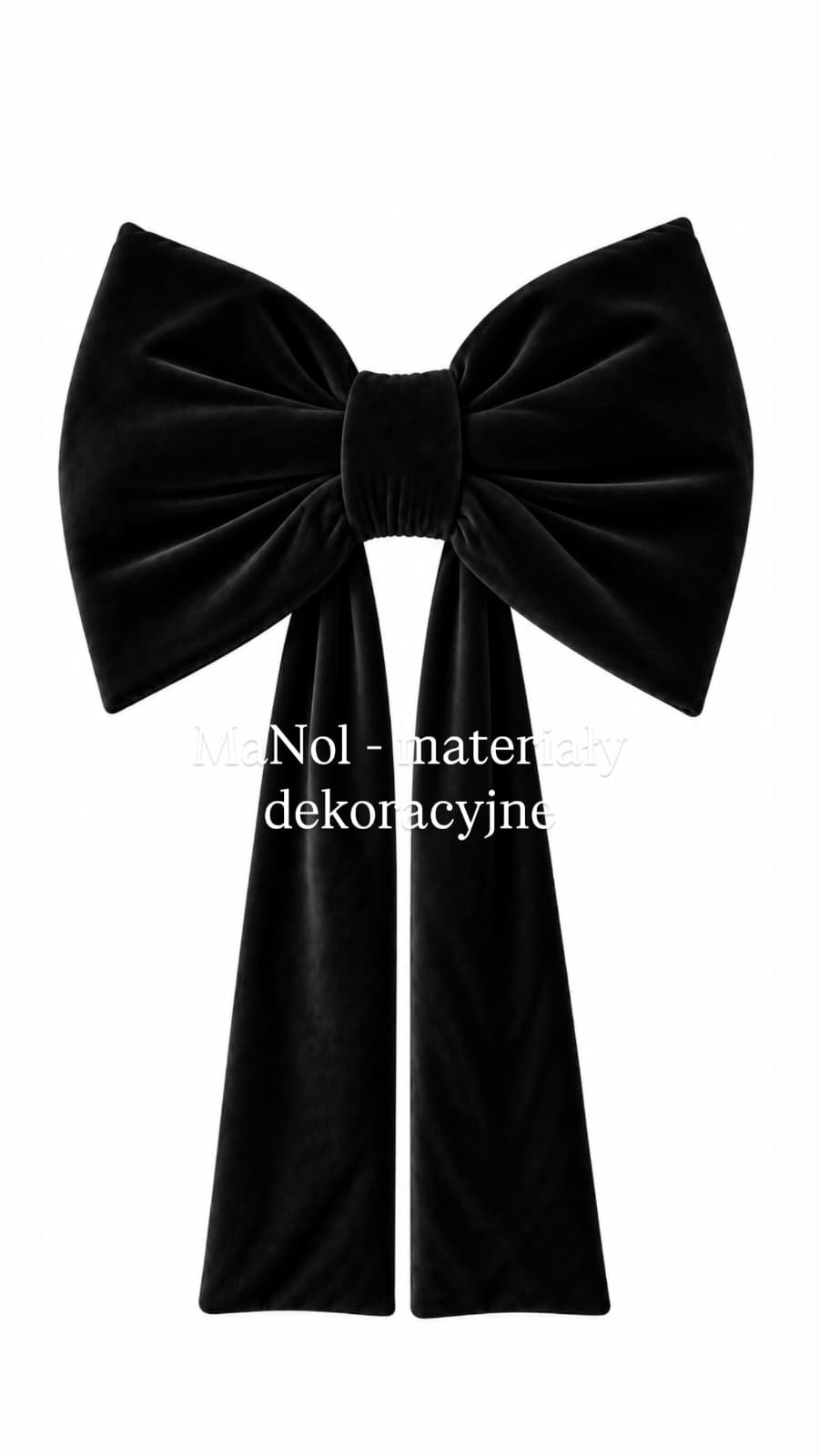 Kokarda welur - czarna 55x35, zwis 50 cm na stronę — kokarda na wesele, Velvet, Czarny — miniatura MaNol