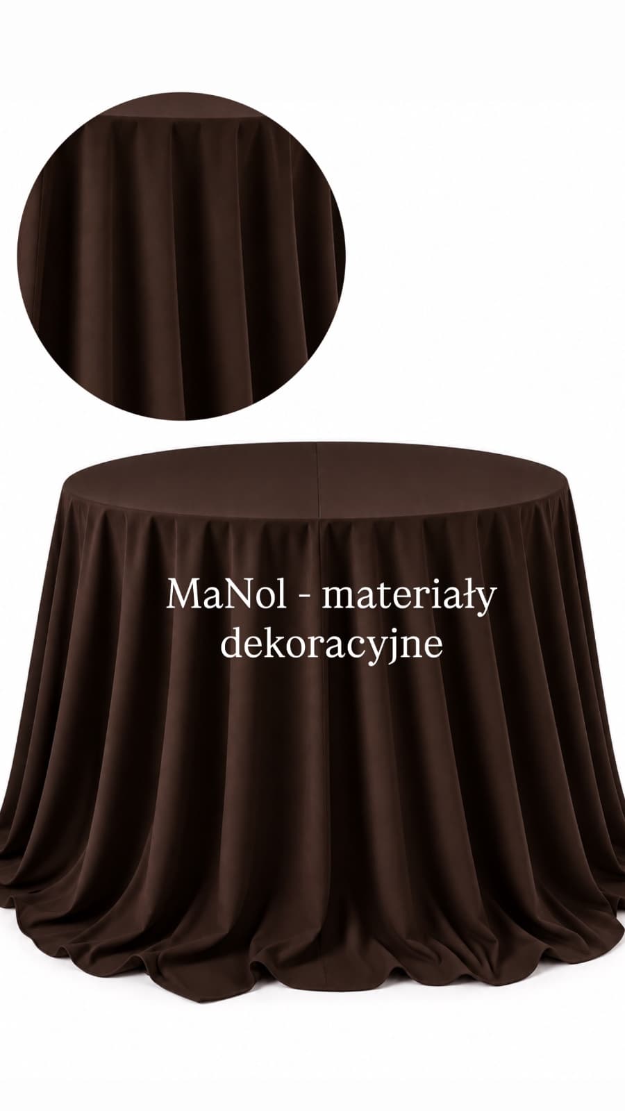 Obrus okrągły 330 cm panama - brąz — obrus na wesele, panama, brąz — miniatura MaNol