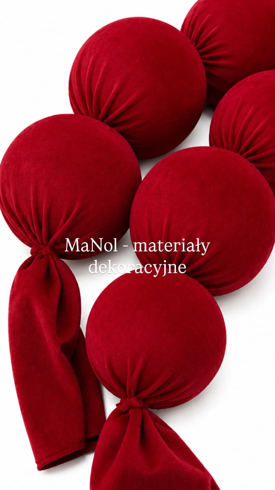 Korale dekoracyjne welur - czerwony 3MB (10cm) — korale na wesele, welur, Czerwony — miniatura MaNol