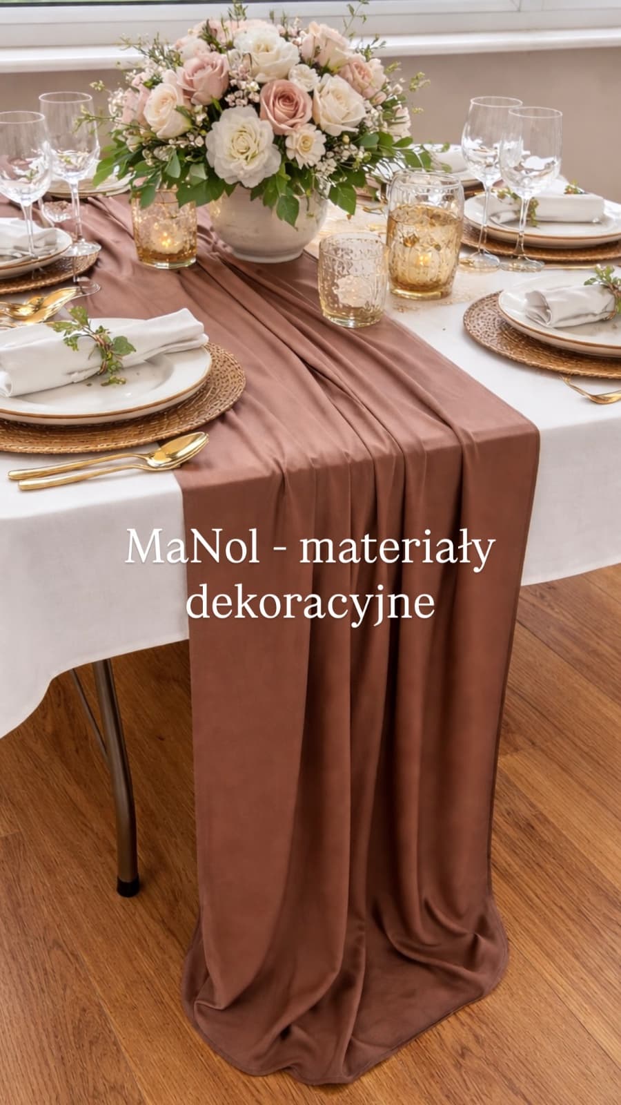 Bieżnik bez prasowania – czekoladowy — bieżnik na wesele, Ity, Czekoladowy — miniatura MaNol