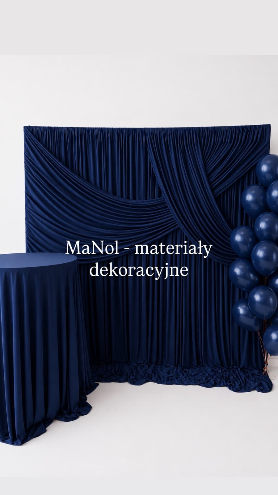 Kurtyna bez prasowania - granatowa 2x2 — kurtyna na wesele, ity, granatowy — miniatura MaNol