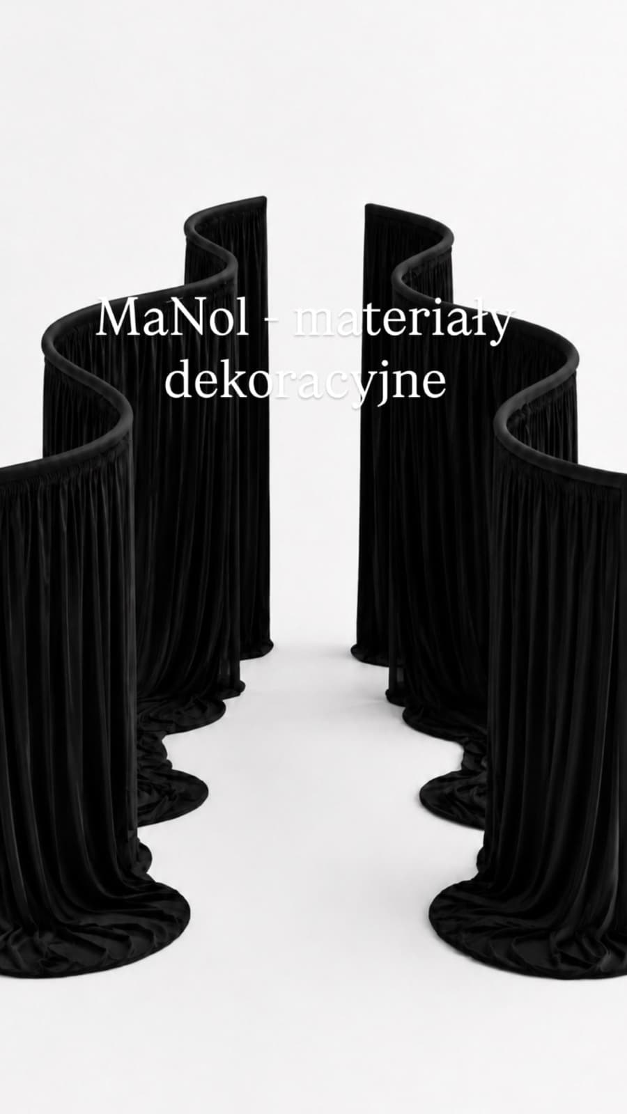Kurtyna na stelaż fala - czarny (bez prasowania) — kurtyna na wesele, ity, czarny — miniatura MaNol