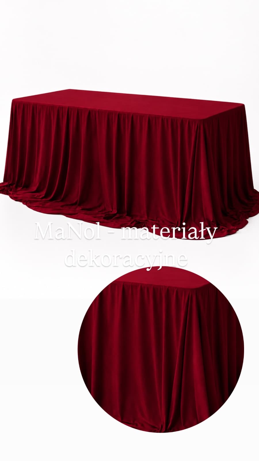 Obrus do ziemi 240x300 - bordo bez prasowania — obrus na wesele, Ity, bordowy — miniatura MaNol