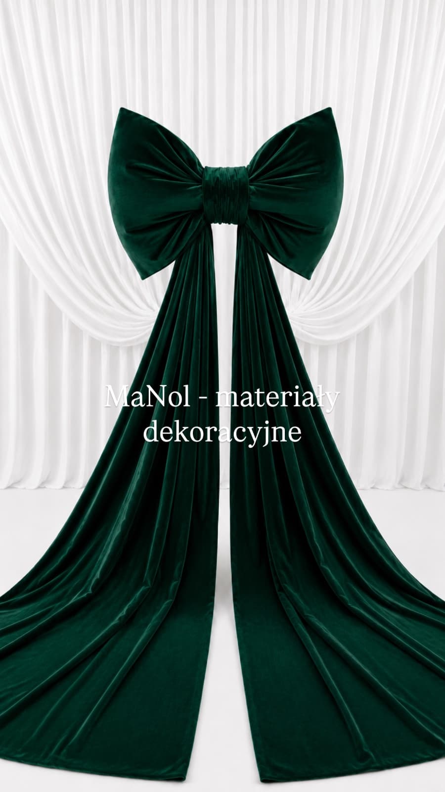 Kokarda velvet - butelkowa zieleń 65x45 — kokarda na wesele, velvet, butelkowa zieleń — miniatura MaNol