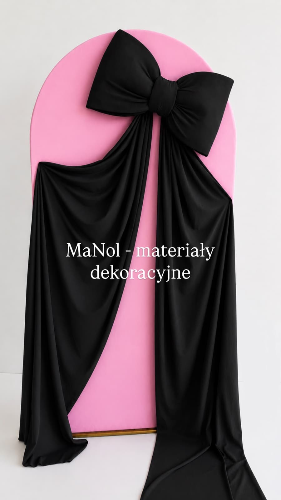 Kokarda welur - czarna 60x30, zwis 200 cm na stronę — kokarda na wesele, welur, czarny — miniatura MaNol