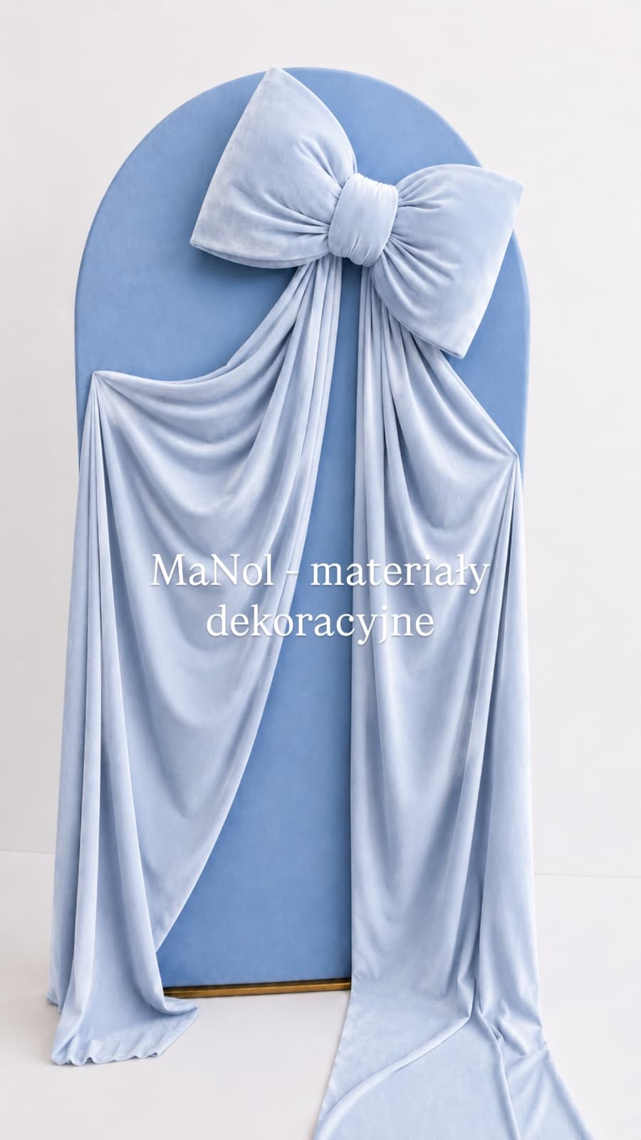 Kokarda welur - błękit 60x30, zwis 200 cm na stronę — kokarda na wesele, Welur, błękit — miniatura MaNol