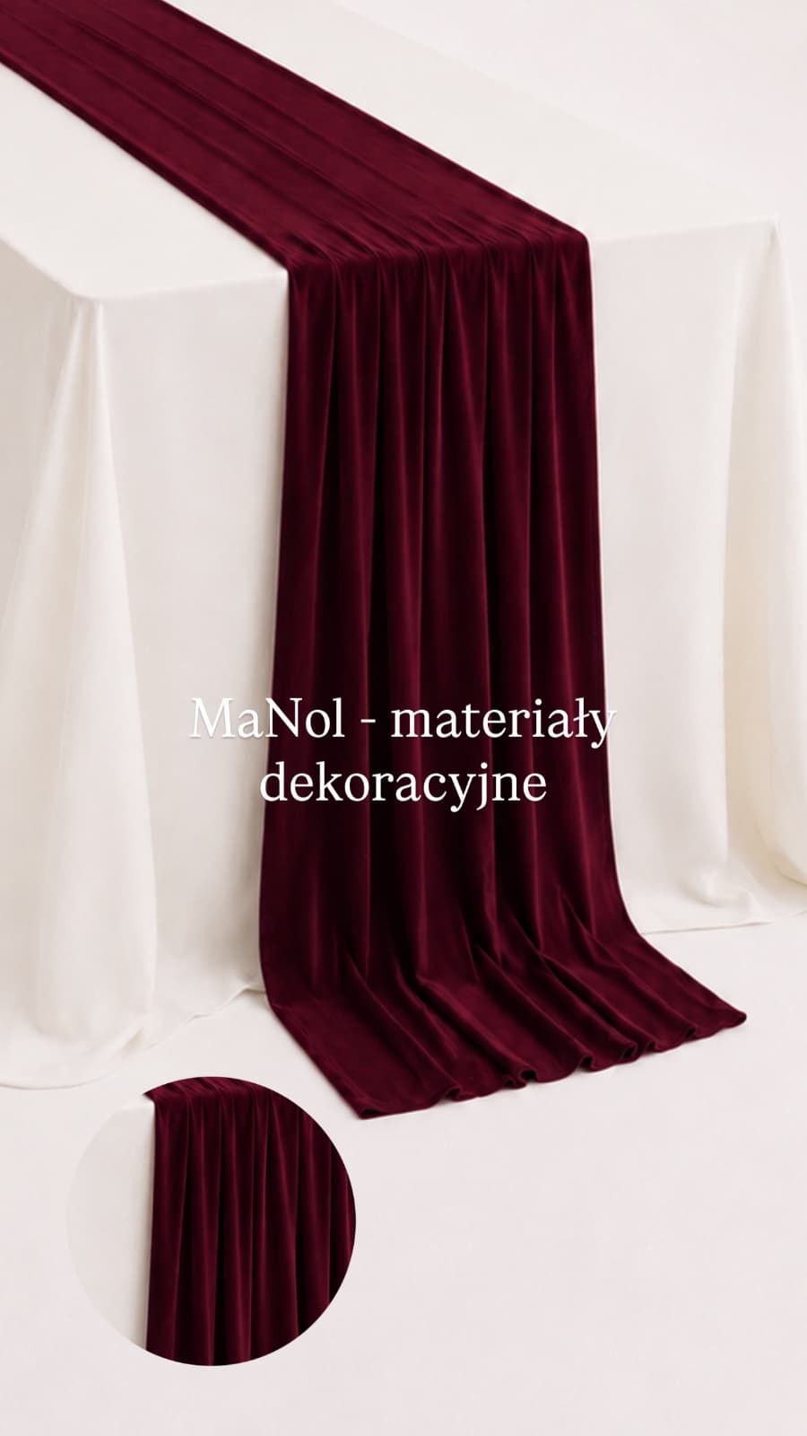 Bieżnik bez prasowania - bordowy 75x300 — bieżnik na wesele, Ity, Bordowy — miniatura MaNol