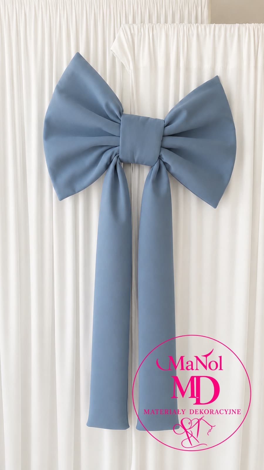 Kokarda barbie - dusty blue 55x35, zwis 70 cm — kokarda na wesele, Barbie, Dusty blue — miniatura MaNol