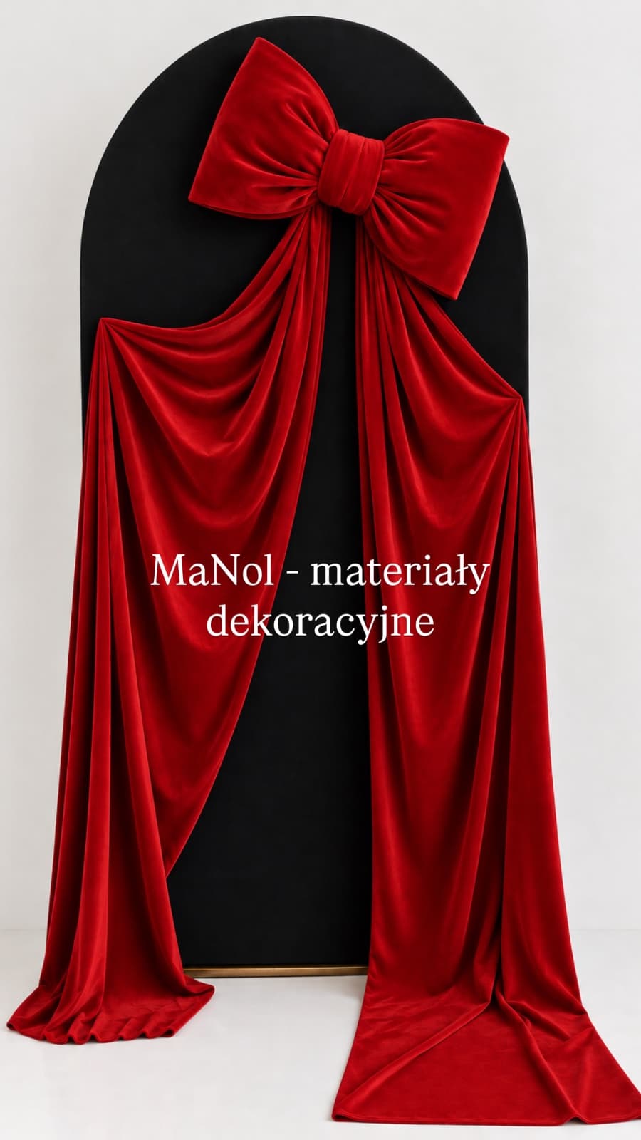 Kokarda Welur - czerwona 60x30, zwis 200 cm na stronę — kokarda na wesele, welur, czerwony — miniatura MaNol