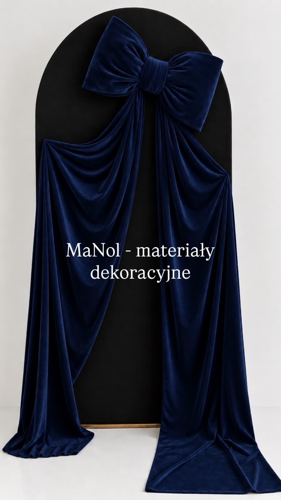 Kokarda Welur - granatowa 60x30, zwis 200 cm na stronę — kokarda na wesele, Welur, granatowy — miniatura MaNol