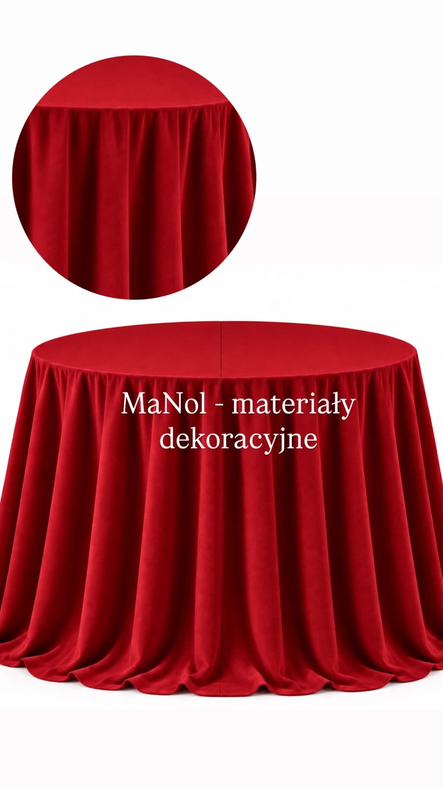 Obrus okrągły welur 330 cm - czerwony — obrus na wesele, welur, czerwony — miniatura MaNol