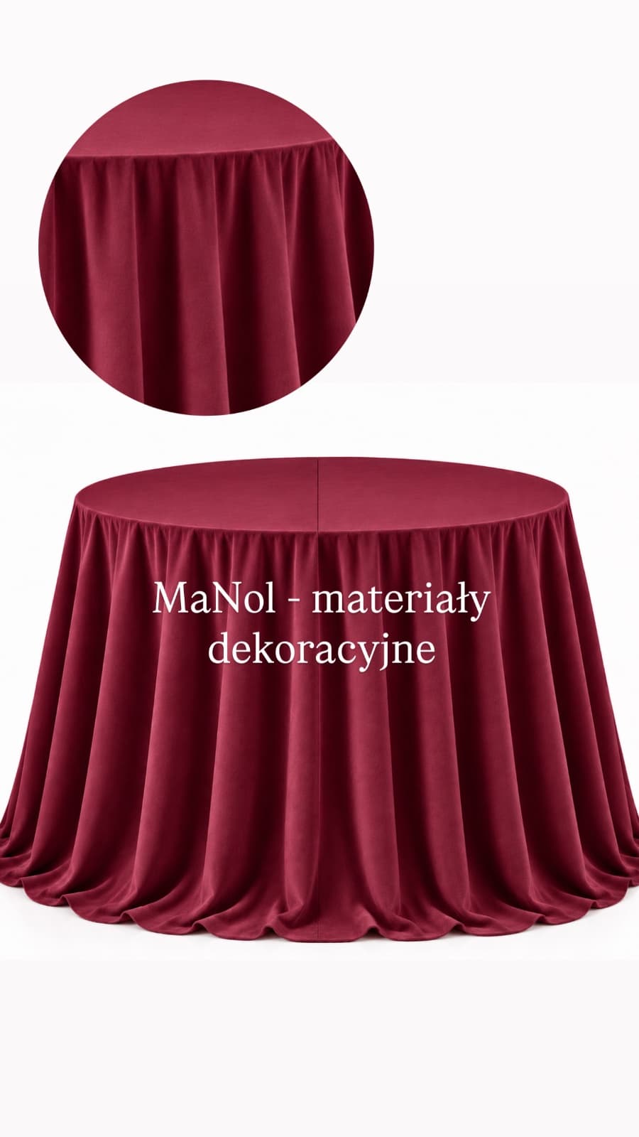 Obrus okrągły welur 330 cm - jasne bordo — obrus na wesele, welur, jasne bordo — miniatura MaNol