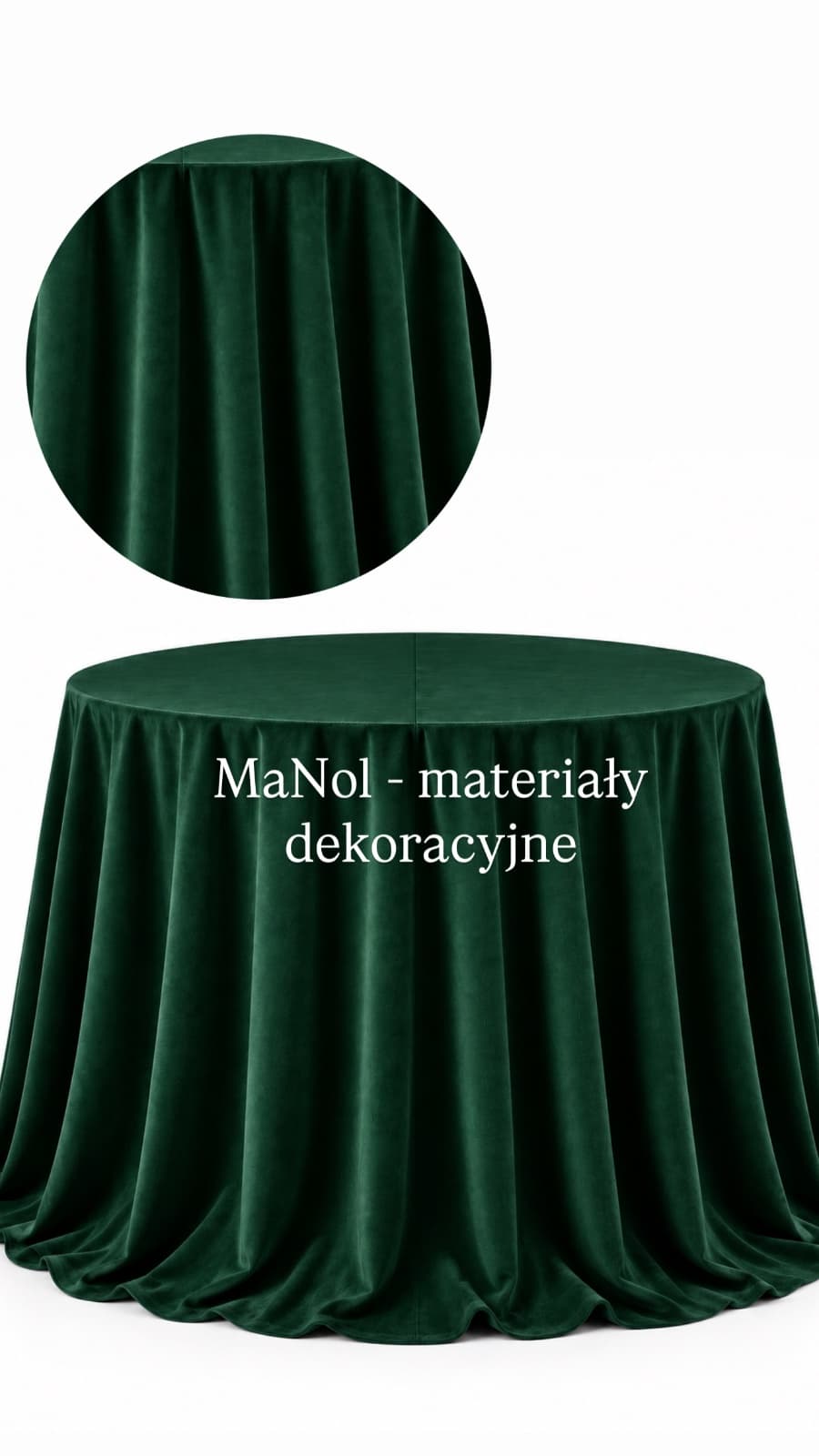 Obrus okrągły welur 330 cm - butelkowa zieleń — obrus na wesele, welur, butelkowa zieleń — miniatura MaNol