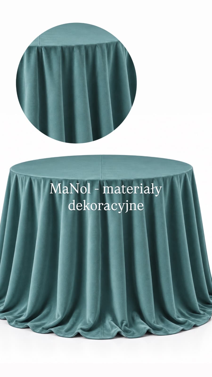 Obrus okrągły welur 330 cm - niebieska szałwia — obrus na wesele, welur, niebieska szałwia — miniatura MaNol