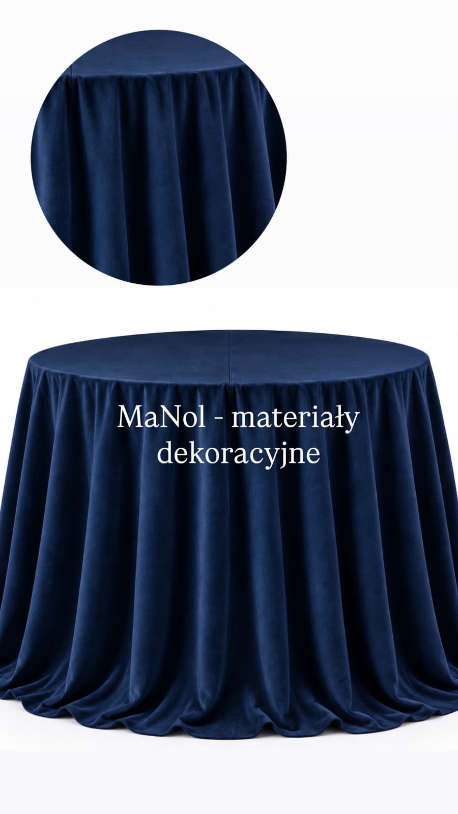 Obrus okrągły welur 330 cm - granatowy — obrus na wesele, welur, granatowy — miniatura MaNol