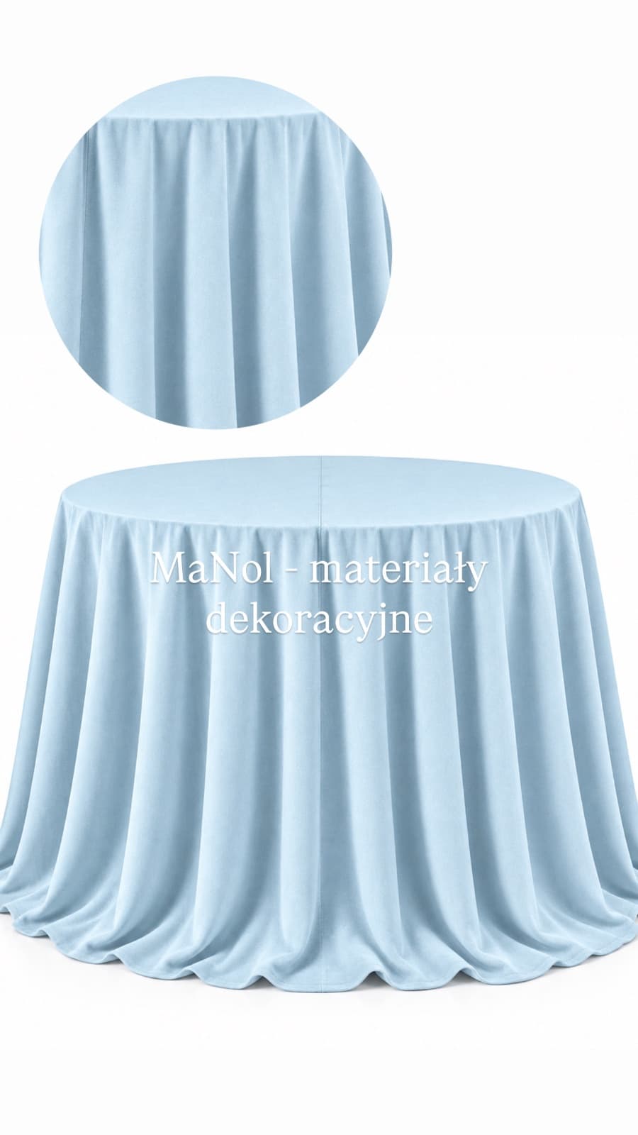 Obrus okrągły welur 330 cm - błękitny — obrus na wesele, welur, błękit — miniatura MaNol