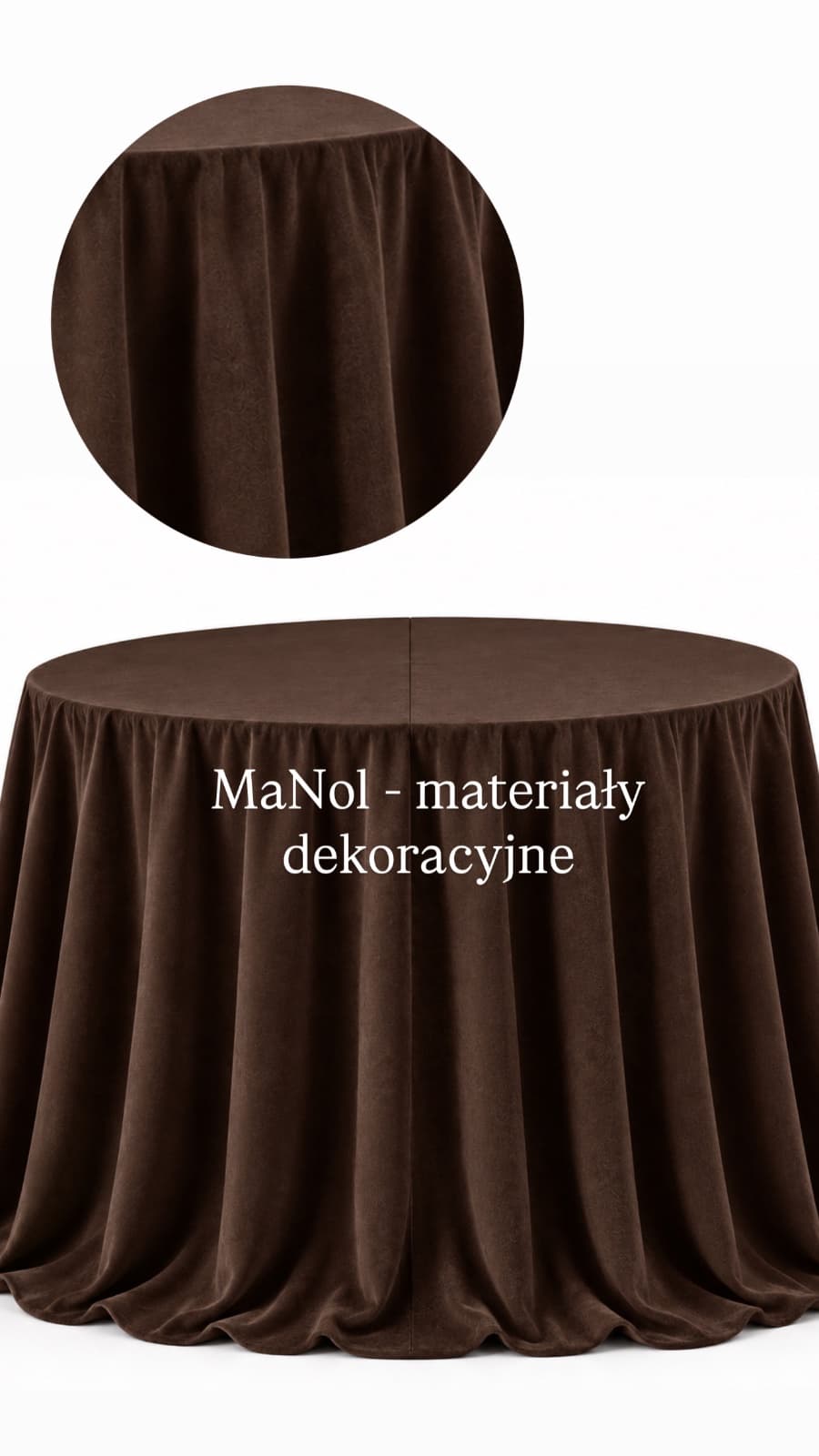 Obrus okrągły welur 330 cm - brązowy — obrus na wesele, welur, brązowy — miniatura MaNol