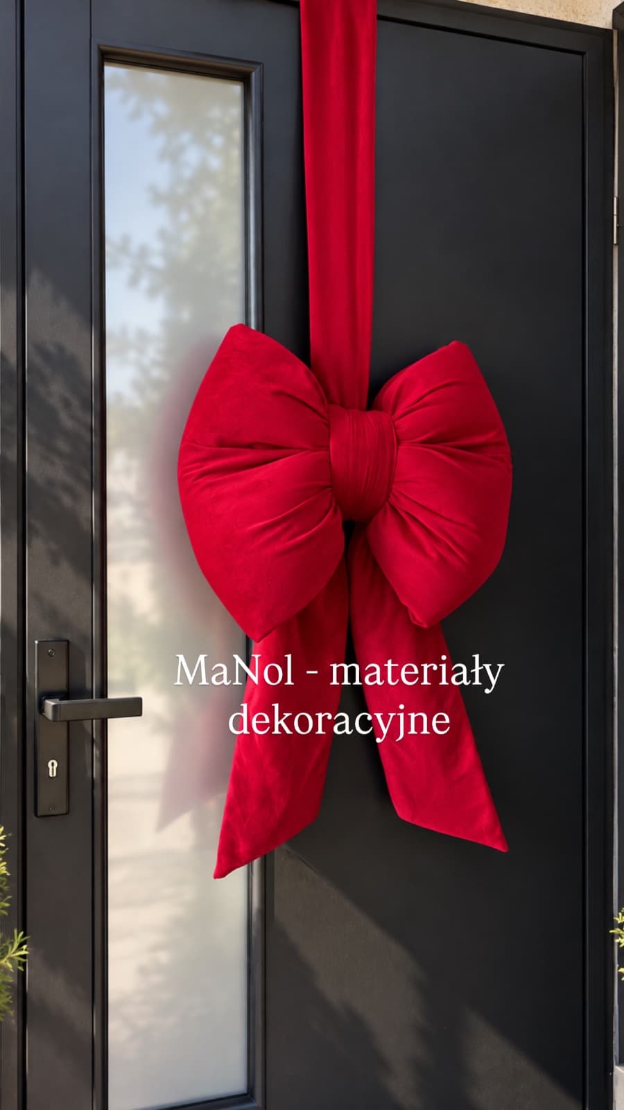 Zestaw na drzwi welur ( dwie kokardy ) - czerwony — zestaw na wesele, Welur, czerwony — miniatura MaNol
