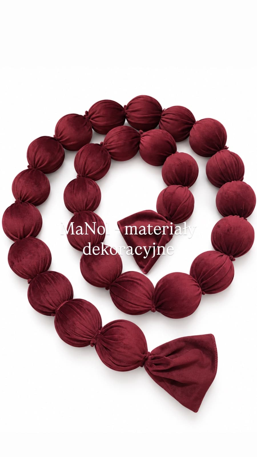 Korale dekoracyjne bordowy welur - 2MB (7cm) — korale na wesele, welur, bordo — miniatura MaNol