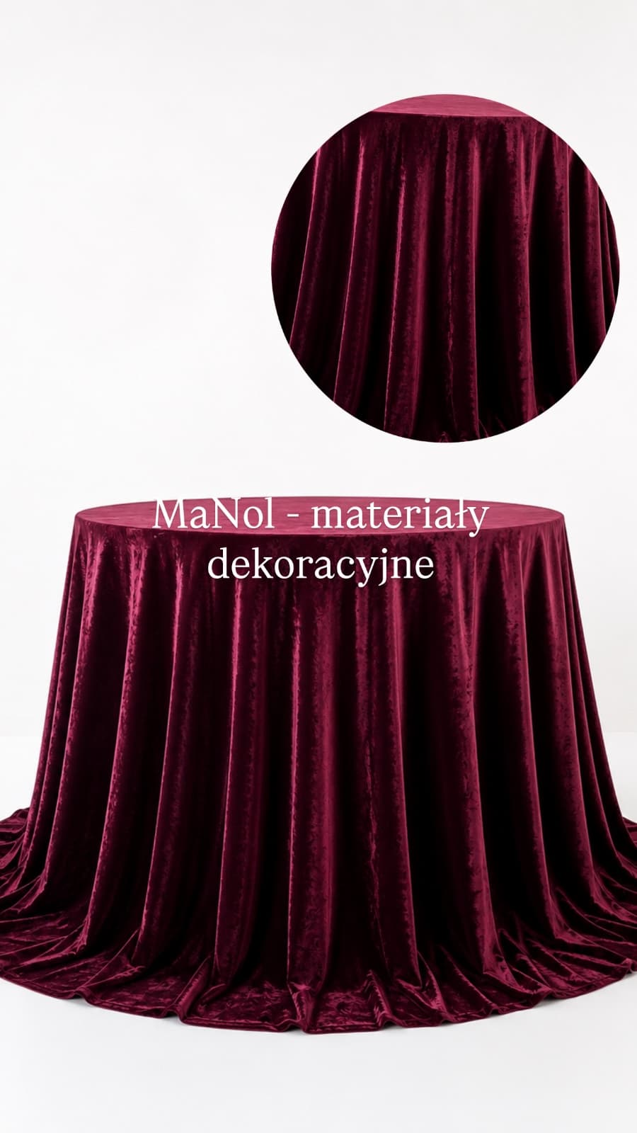Obrus okrągły aksamit - bordo — obrus na wesele, Aksamit, Bordo — miniatura MaNol