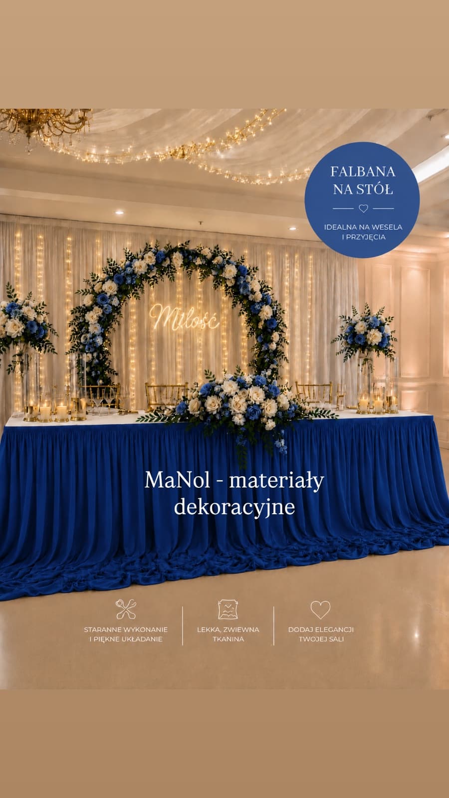 Skirting 150x300 szyfon - chaber — skirting na wesele, Szyfon, Chaber — miniatura MaNol