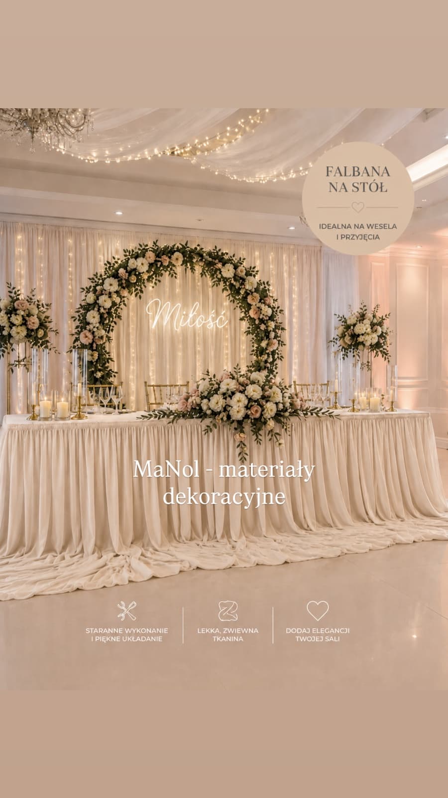 Skirting szyfon - jasny beż — skirting na wesele, Szyfon, Jasny beż — miniatura MaNol